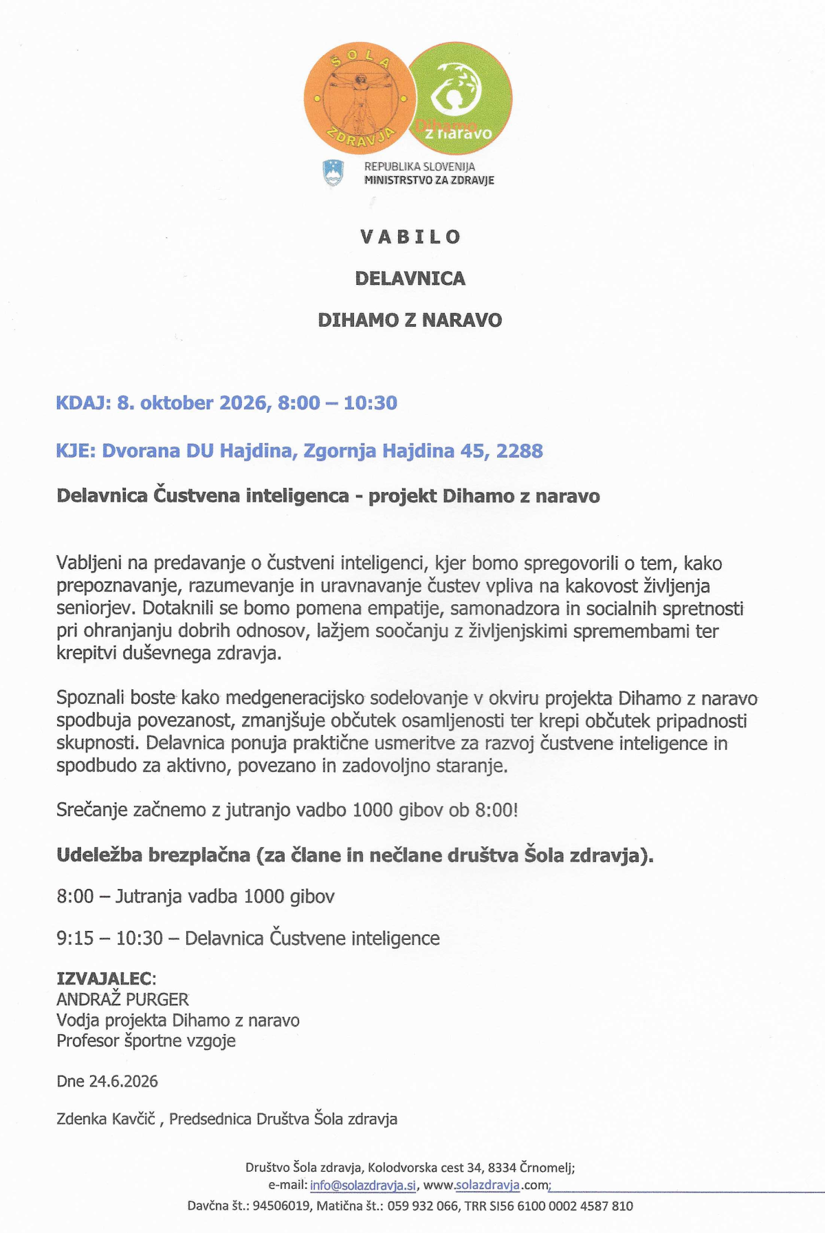 Vabilo - delavnica